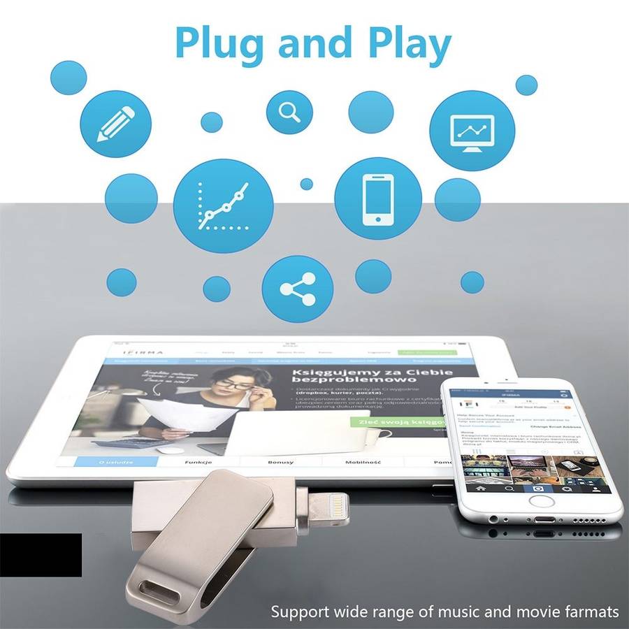 RQW-10G 2 in 1 USB 2.0 & 8 Pin 32GB Flash Drive