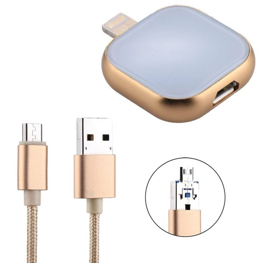 RQW-18S 8 Pin 32GB Multi-functional Flash Disk Drive with USB / Micro USB to Micro USB Cable(Gold)