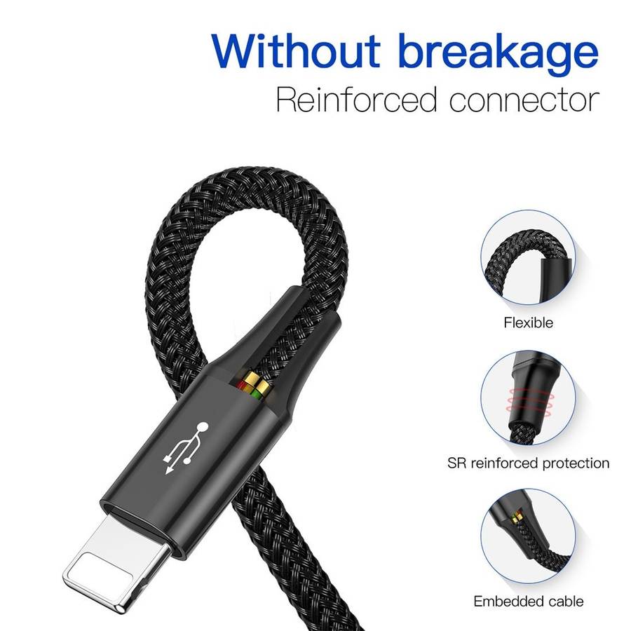 1.2m Baseus 4 in 1 Rapid Series 3.5A USB to 2 x 8Pin + USB-C / Type-C + Micro USB Cable