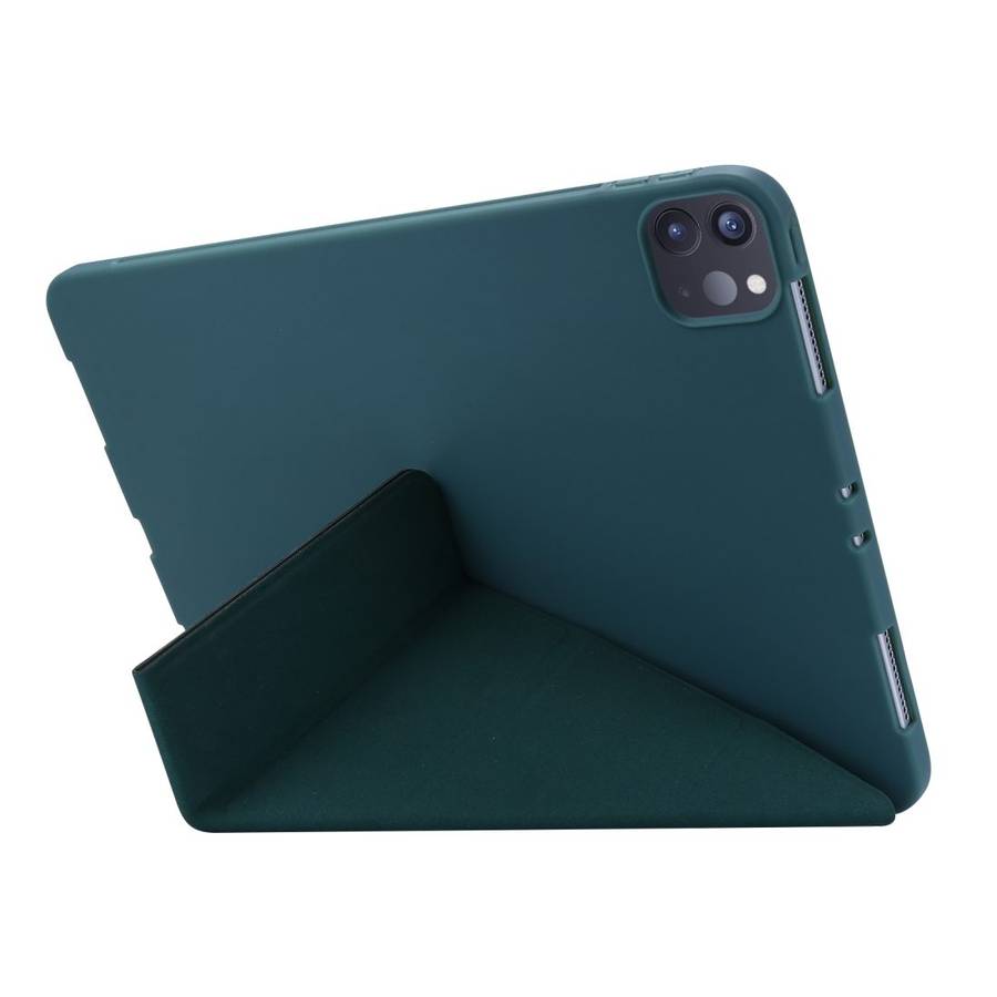 For iPad Pro 11 (2020) TPU Horizontal Deformation Flip Leather Tablet Case with H ... (Dark Green)
