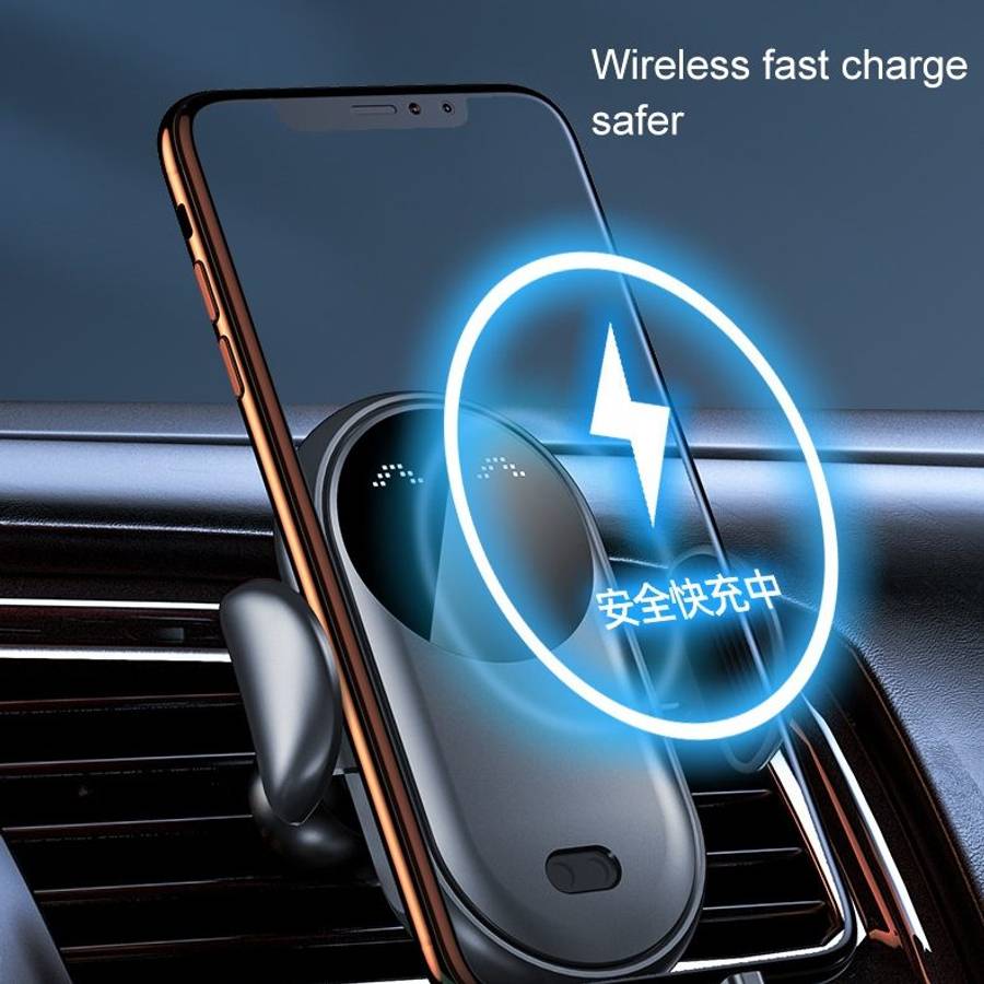 K10 15W Max Output Infrared Sensor Car Air Outlet Bracket Wireless Charger(Black)