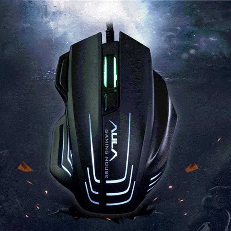 Aula Series Ghost Shark II Colourful Light 7D Optical Competitive USB Wired Game Mouse ... (Black)