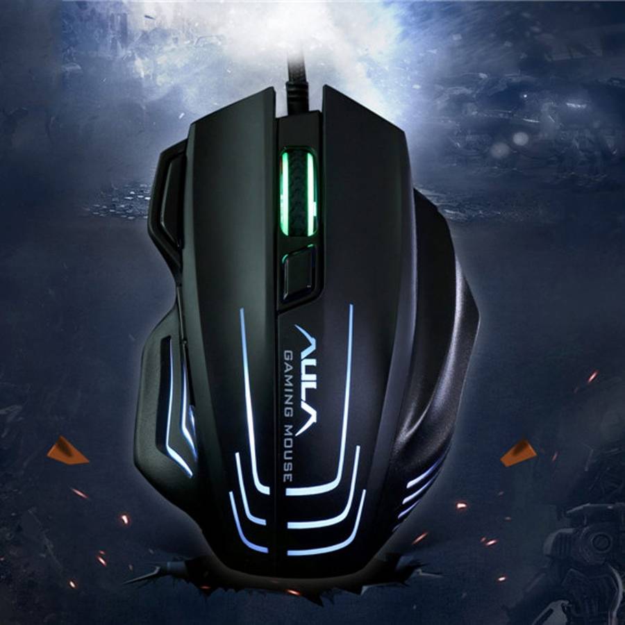 Aula Series Ghost Shark II Colourful Light 7D Optical Competitive USB Wired Game Mouse ... (Black)