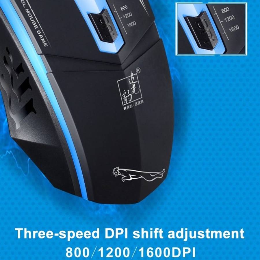 Chasing Leopard 199 USB 1600DPI Three-speed Adjustable LED Backlight Wired Optical Gam ... (Black)