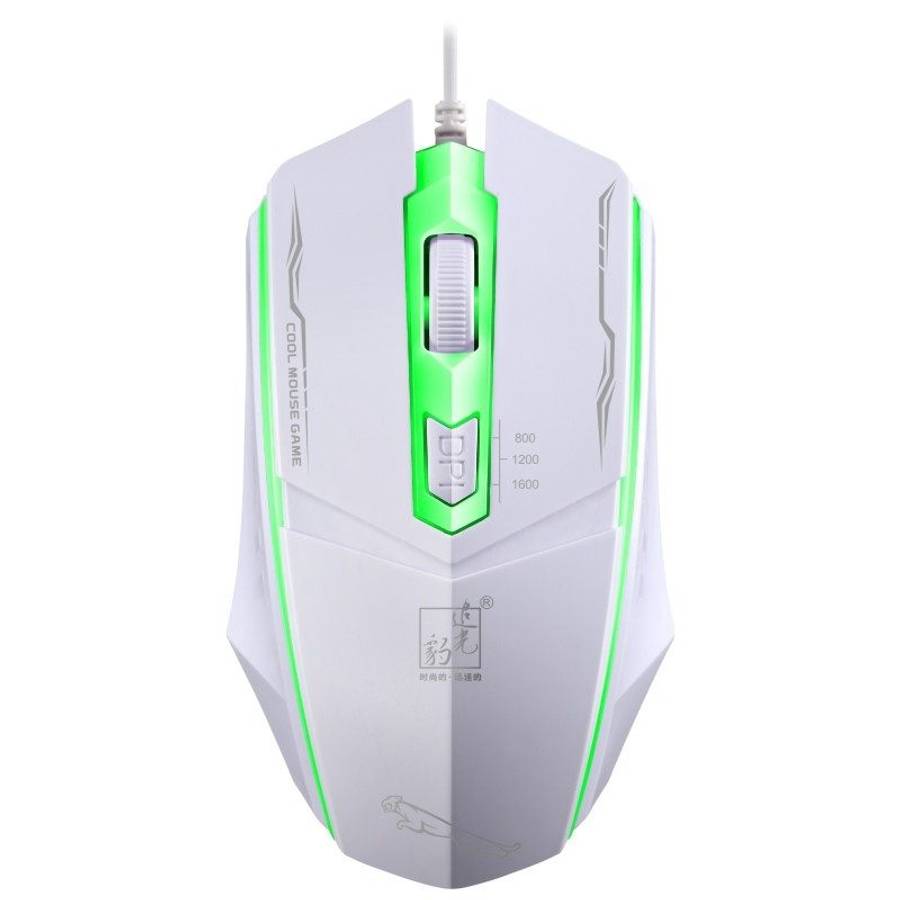 Chasing Leopard 199 USB 1600DPI Three-speed Adjustable LED Backlight Wired Optical Gam ... (White)