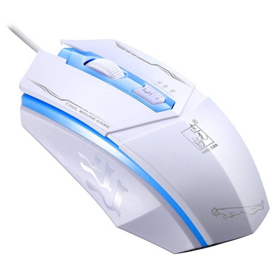 Chasing Leopard 199 USB 1600DPI Three-speed Adjustable LED Backlight Wired Optical Gam ... (White)