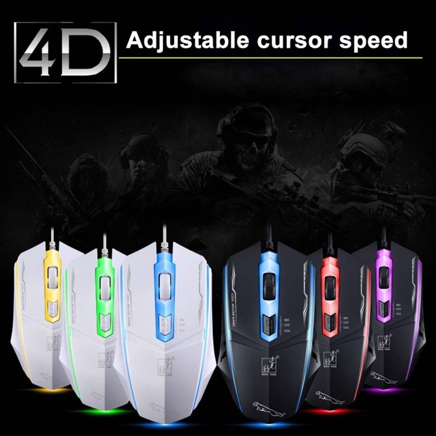 Chasing Leopard 199 USB 1600DPI Three-speed Adjustable LED Backlight Wired Optical Gam ... (White)