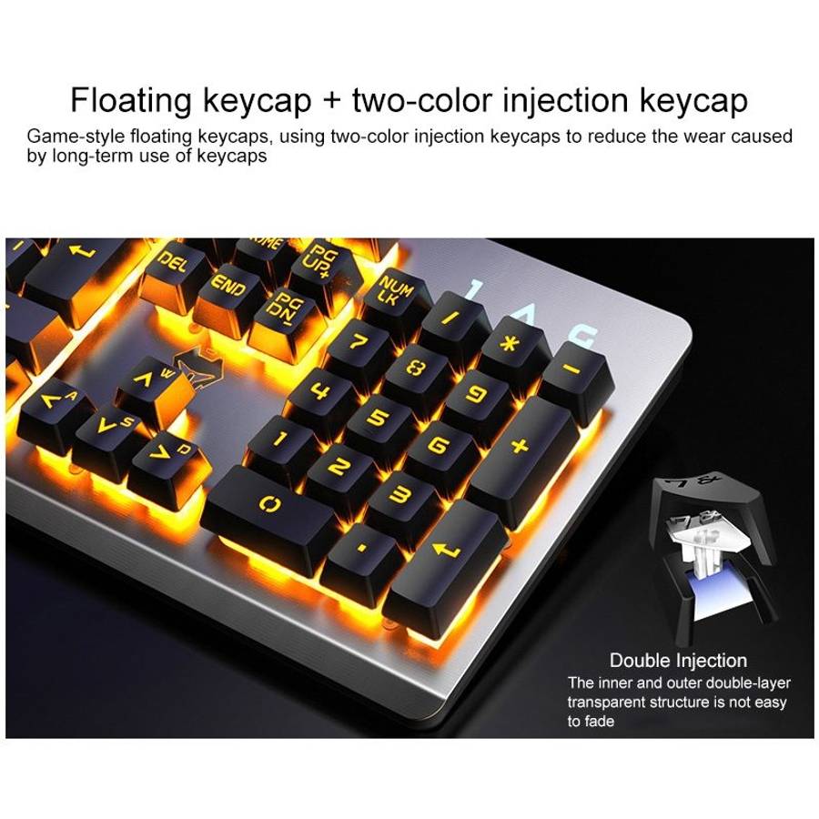 YINDIAO K002 USB Wired Mechanical Feel RGB Backlight Keyboard + Optical Silent Mouse Set(Black)
