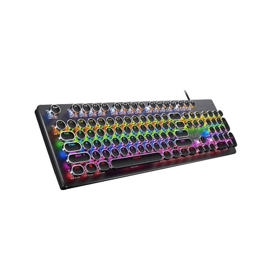 YINDIAO Electroplating Punk Mixed Light USB Mechanical Gaming Wired Keyboard, Black Shaft (Black)