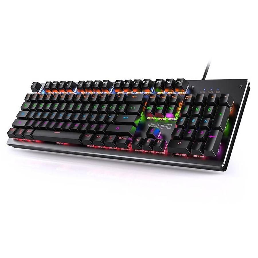 YINDIAO Classic Square Keys Mixed Light USB Mechanical Gaming Wired Keyboard, Black Shaft (Black)