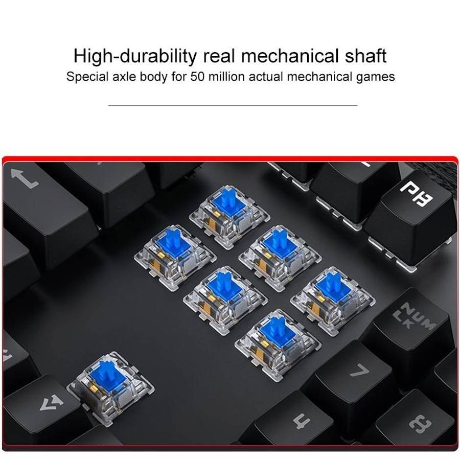 YINDIAO Electroplating Punk Mixed Light USB Mechanical Gaming Wired Keyboard, Blue Shaft (White)