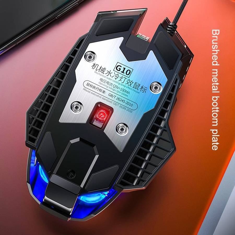 YINDIAO G10 7200DPI 7-modes Adjustable 7-keys RGB Light Wired Metal Mechanical Hard C ... (Silver)