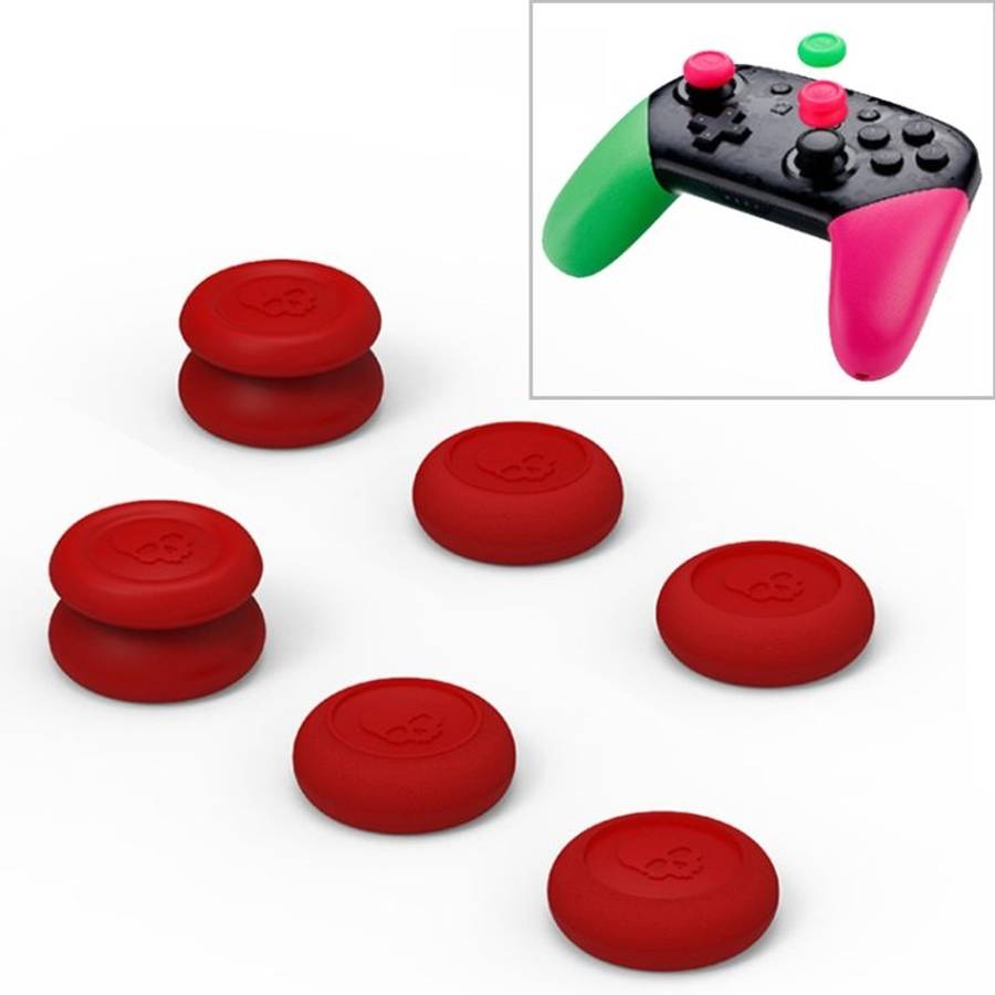 Skull&Co Pro / PS4 Gamepad Rocker Cap Button Cover Thumb Grip Set for Nintendo Switch ... (Red)