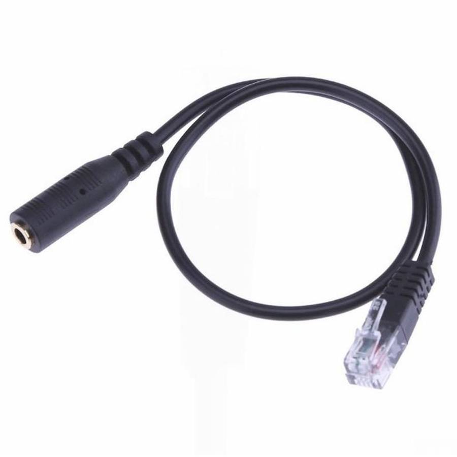 3.5mm Jack to RJ9 PC / Mobile Phones Headset to Office Phone Adapter Convertor Cable ... (Black)