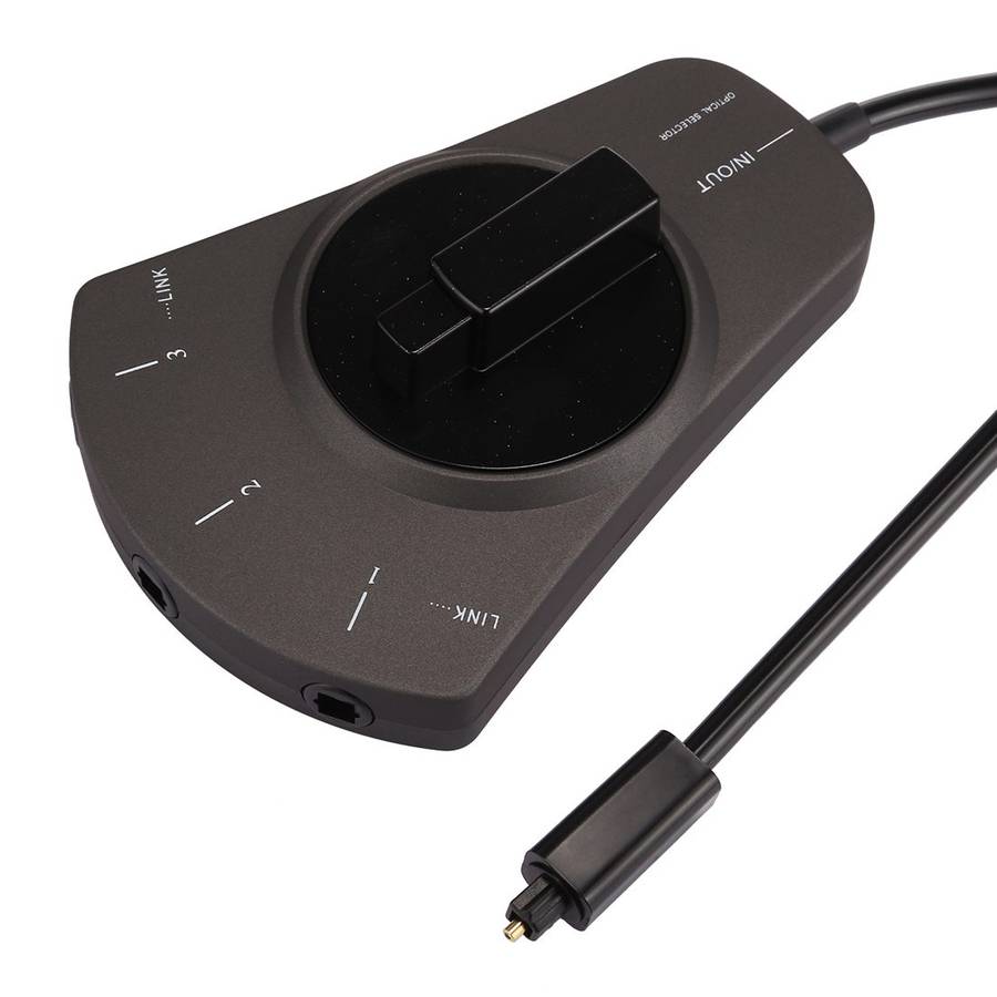 EMK 3 input 1 output Digital Optical Audio Switcher with Toslink Selector Switch for M ... (Black)