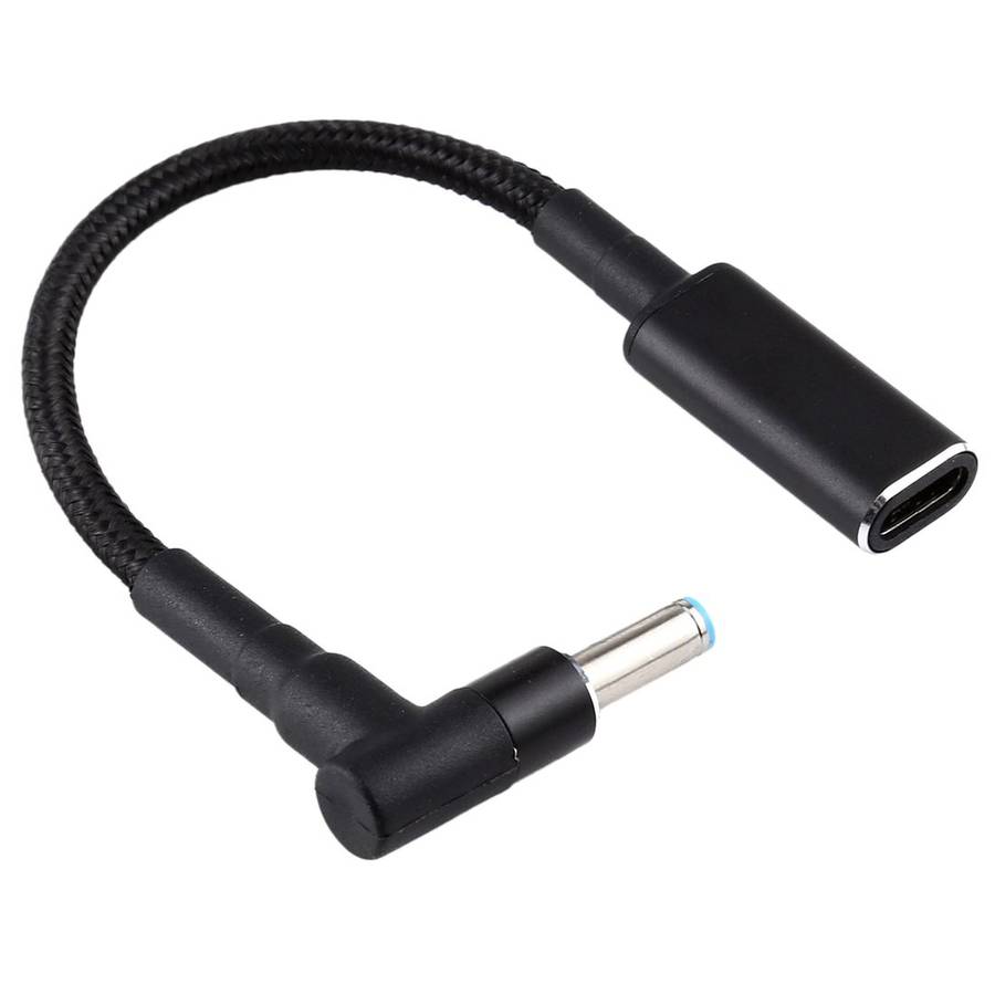 PD 100W 18.5-20V 4.5 x 0.6mm Elbow to USB-C / Type-C Adapter Nylon Braid Cable for HP
