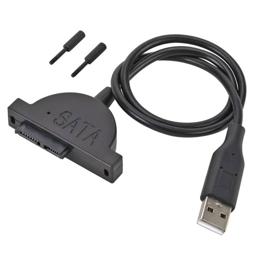 Slim SATA 13 Pin Female to USB 2.0 Adapter Converter Cable for Laptop ODD CD DVD Optical Drive, Ca