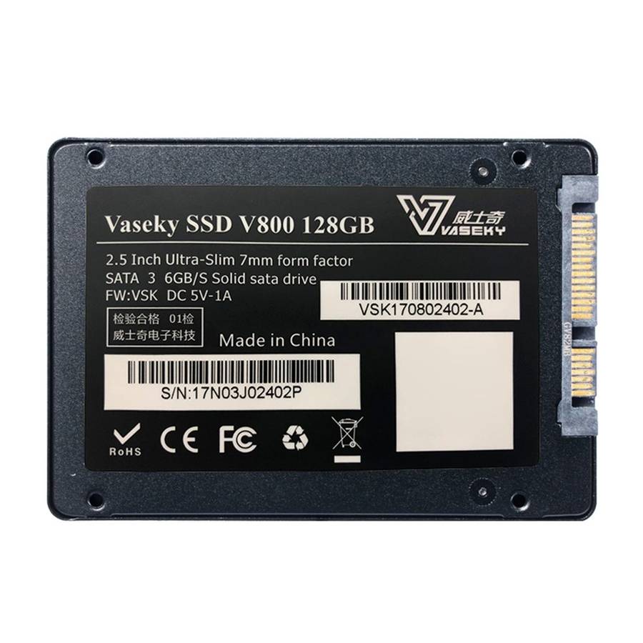 Vaseky V800 128GB 2.5 inch SATA3 6GB/s Ultra-Slim 7mm Solid State Drive SSD Hard Disk Drive for De