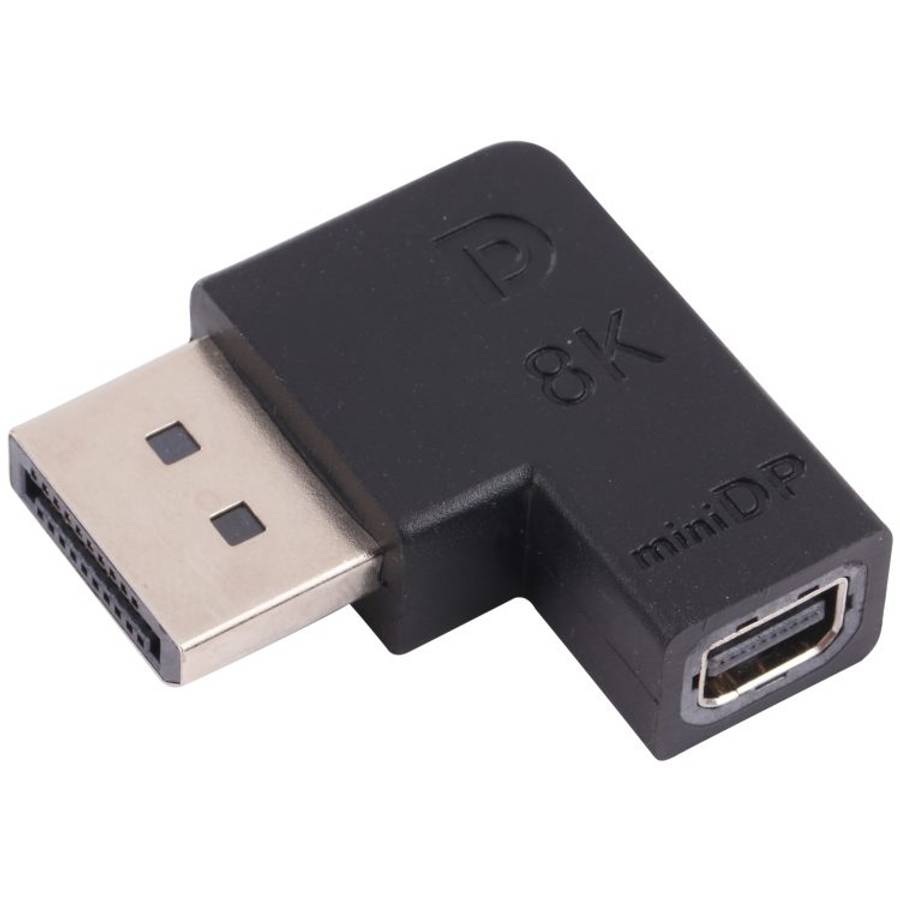 8K DisplayPort Male to Mini DisplayPort Female Elbow Adapter