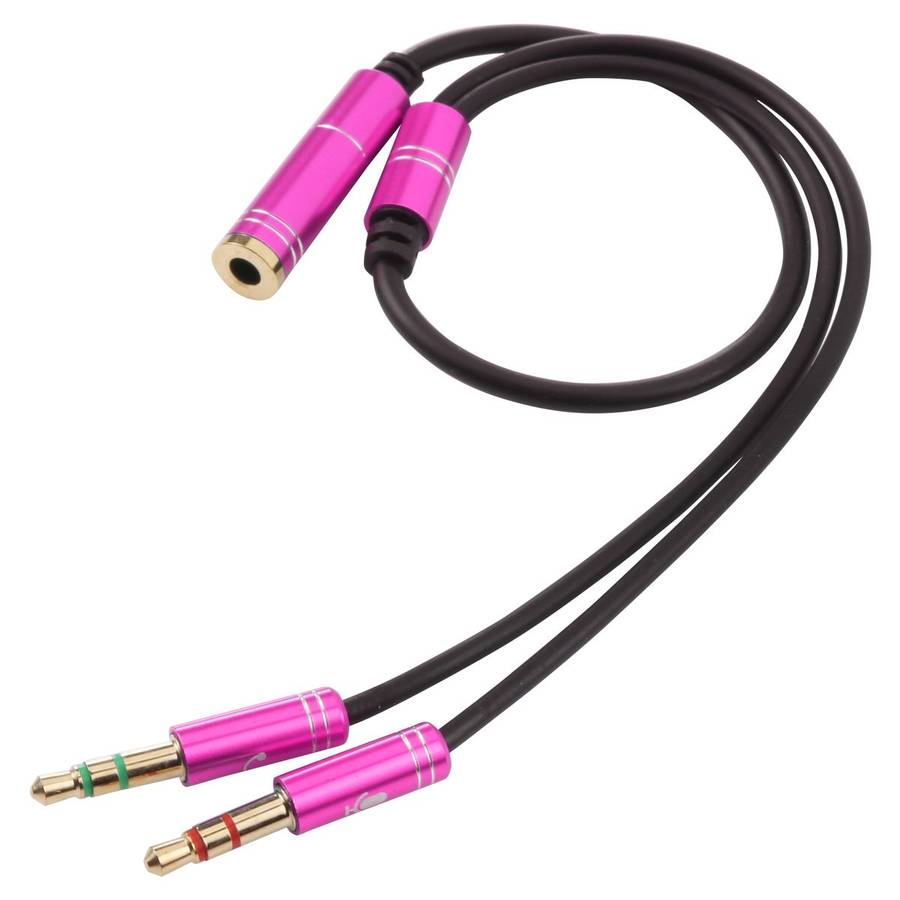3.5mm Female to 2 x 3.5mm Male Adapter Cable(Rose Red)