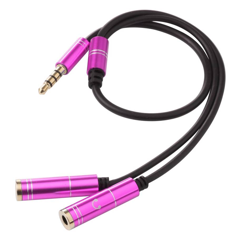 2 x 3.5mm Female to 3.5mm Male Adapter Cable(Rose Red)