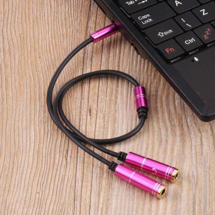 2 x 3.5mm Female to 3.5mm Male Adapter Cable(Rose Red)