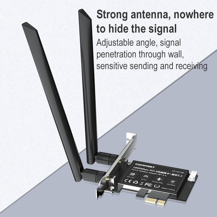 COMFAST CF-AX180 1800Mbps PCI-E Bluetooth 5.2 Dual Frequency Gaming WiFi 6 Wireless Network Card w