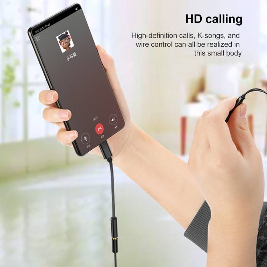 TA12-R2 USB-C / Type-C Male to 3.5mm Audio Female Single Crystal Copper Braid Ear ... (Black Grey)