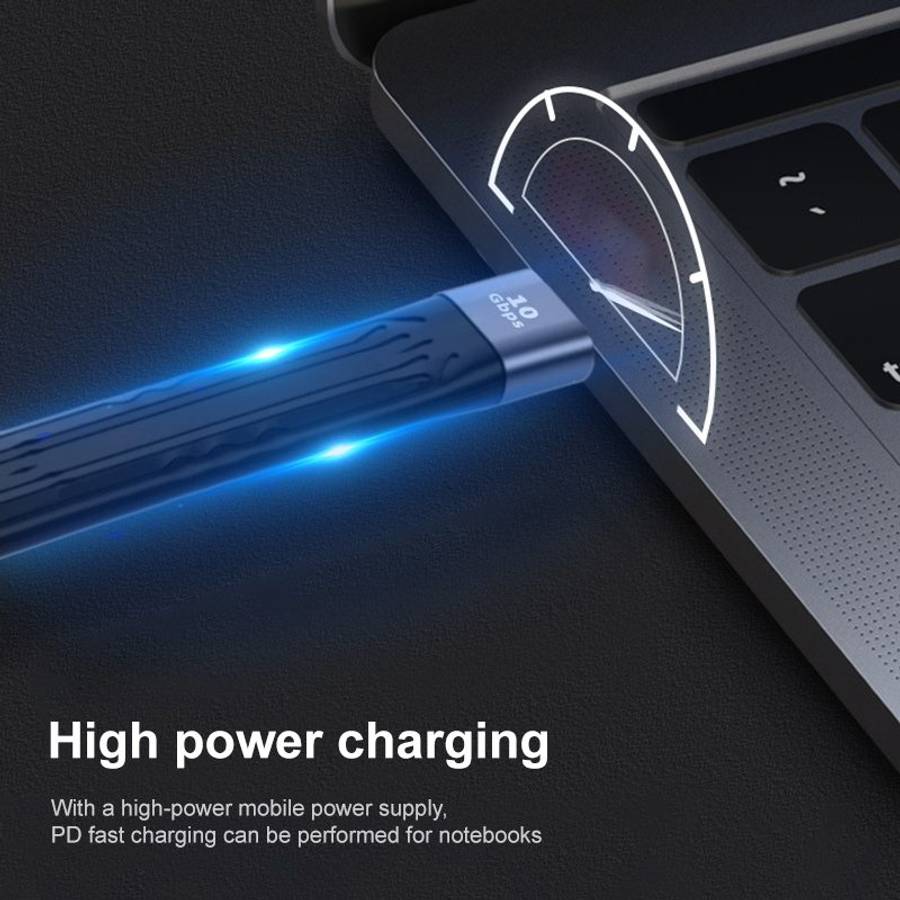 10Gbps USB Male to Type-C Female Soft Flat Sync Data Fast Charging Cable