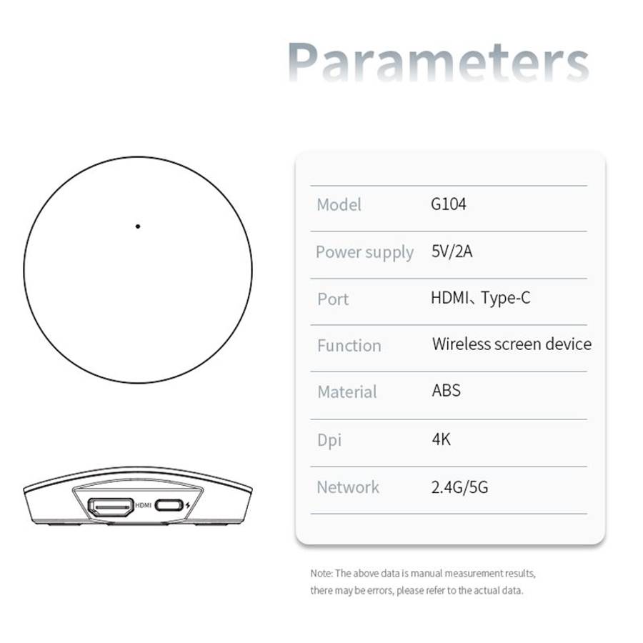 G104 4K Smart Same Screen Device 2.4G / 5G Wireless Display Dongle Adapter