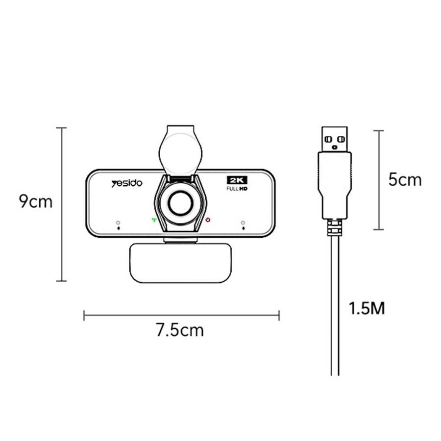 Yesido KM14 2K 4.0MP HD USB Webcam, Cable Length 1.5m