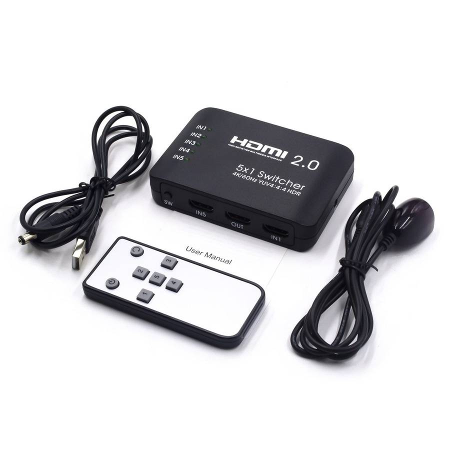 AYS-51V20 HDMI 2.0 5x1 4K Ultra HD Switch Splitter(Black)