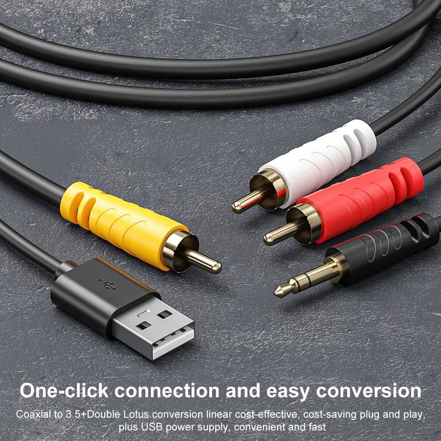 Coaxial Audio to 3.5mm + Dual RCA Converter