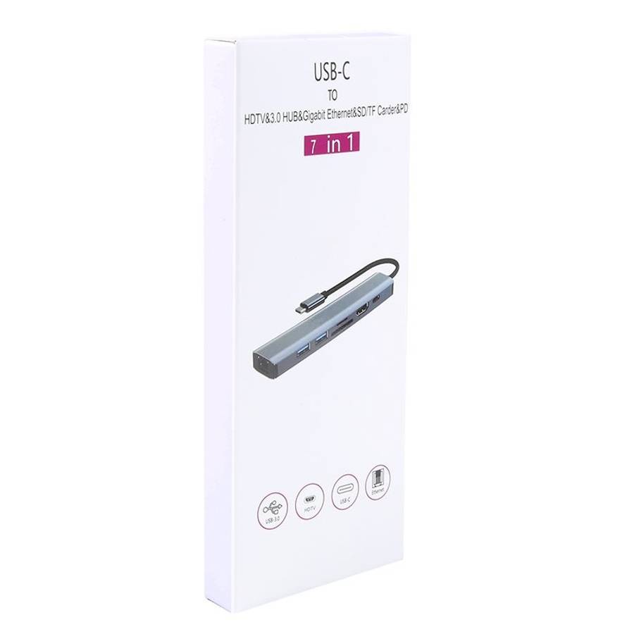 BYL-2303 7 in 1 USB-C / Type-C to USB Multifunctional Docking Station HUB Adapter