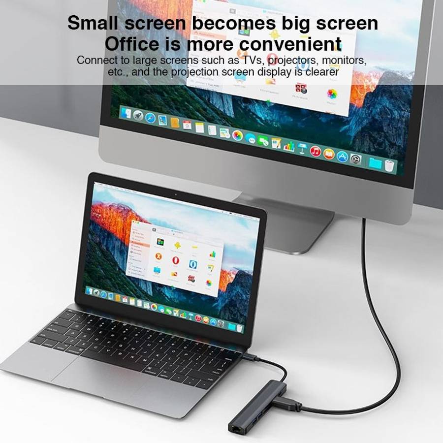 BYL-2303 7 in 1 USB-C / Type-C to USB Multifunctional Docking Station HUB Adapter