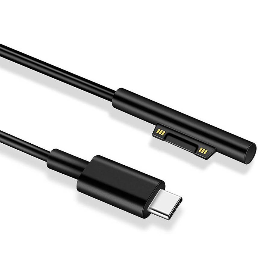 Surface Pro 7 / 6 / 5 to USB-C / Type-C Male Interfaces Power Adapter Charger Cable fo ... (Black)