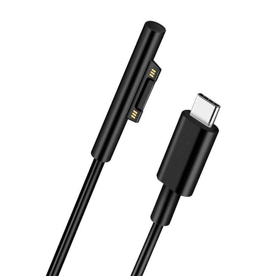 Surface Pro 7 / 6 / 5 to USB-C / Type-C Male Interfaces Power Adapter Charger Cable fo ... (Black)