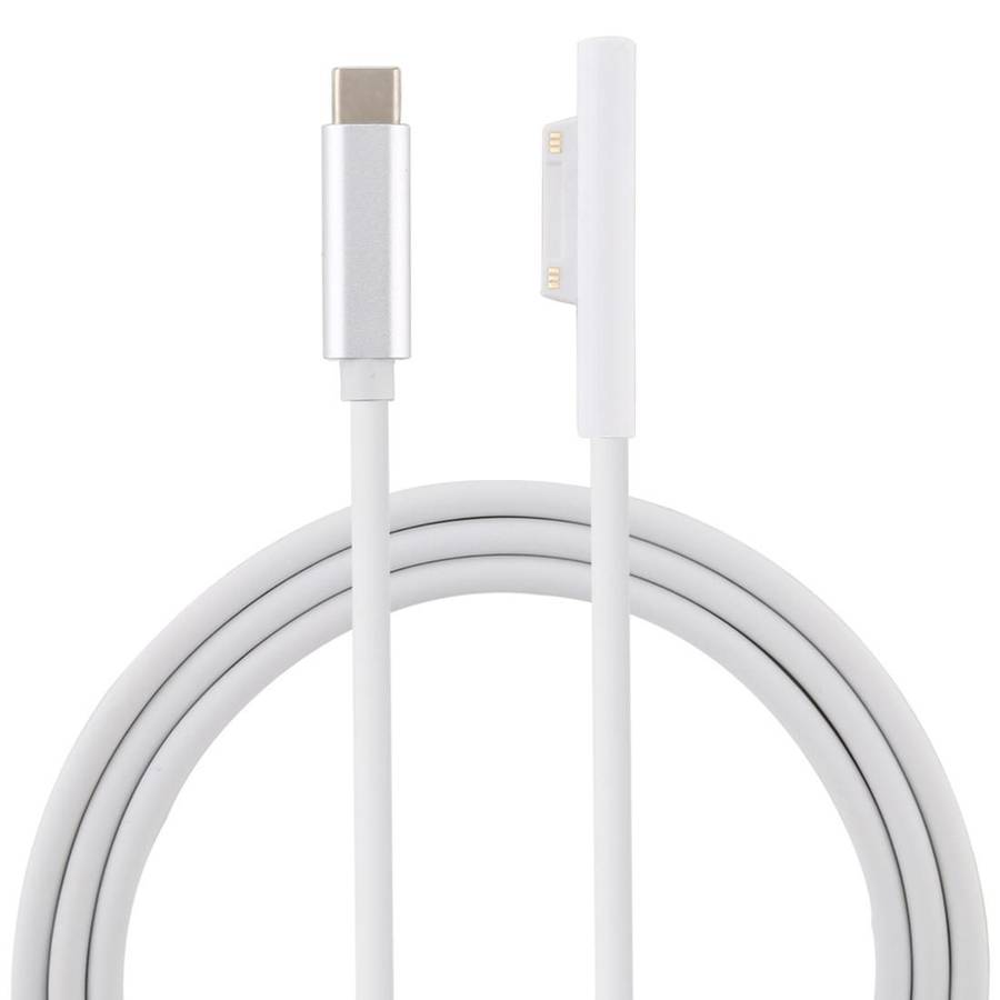 Surface Pro 7 / 6 / 5 to USB-C / Type-C Male Interfaces Power Adapter Charger Cable fo ... (White)