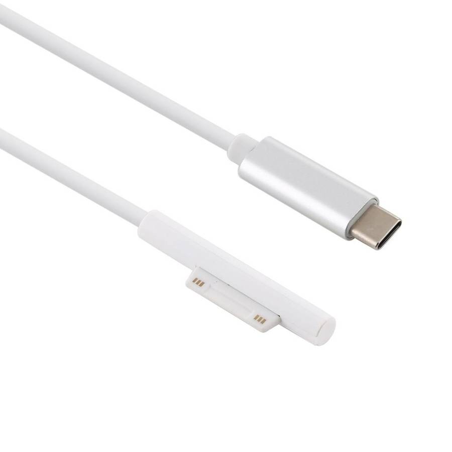 Surface Pro 7 / 6 / 5 to USB-C / Type-C Male Interfaces Power Adapter Charger Cable fo ... (White)