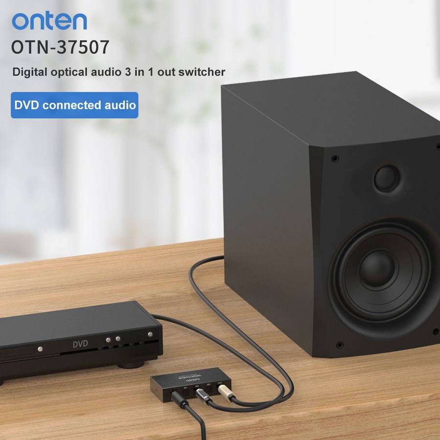Onten 37507 Digital Optical Audio 3 In 1 Out Switcher Speaker Connector