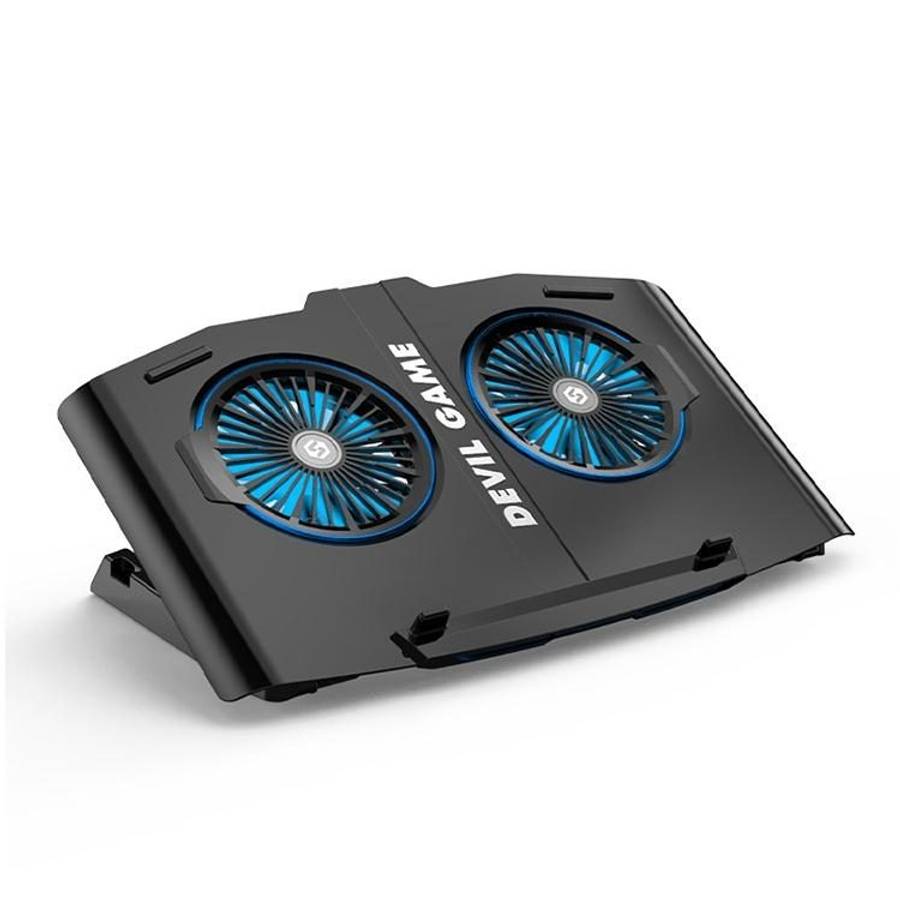 SH-009SR Mute Dual-fan Laptop Radiator Four-speed Adjustable Computer Base for La ... (Blue Light)