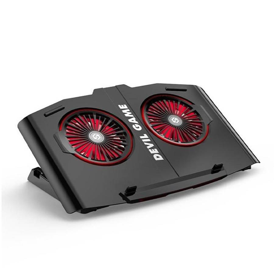SH-009SR Mute Dual-fan Laptop Radiator Four-speed Adjustable Computer Base for Lap ... (Red Light)
