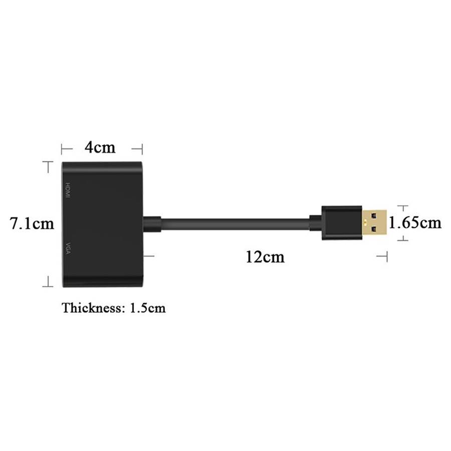 5201B 2 in 1 USB 3.0 to VGA + HDMI HD Video Converter (Black)