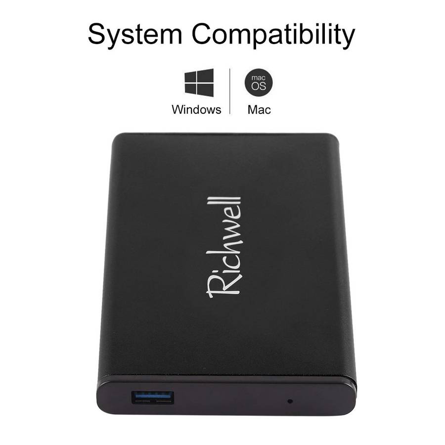 Richwell SATA R2-SATA-500GB 500GB 2.5 inch USB3.0 Super Speed Interface Mobile Hard Di ... (Black)
