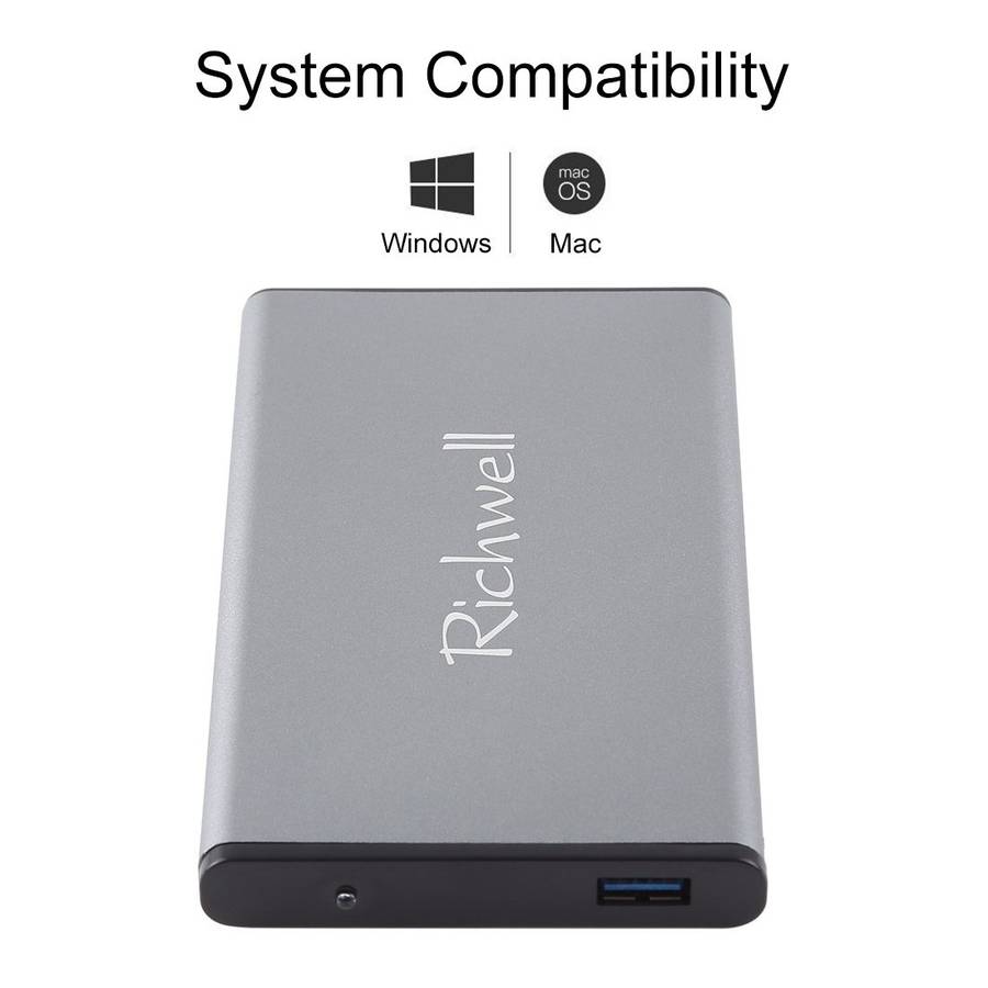 Richwell SATA R2-SATA-500GB 500GB 2.5 inch USB3.0 Super Speed Interface Mobile Hard Dis ... (Grey)