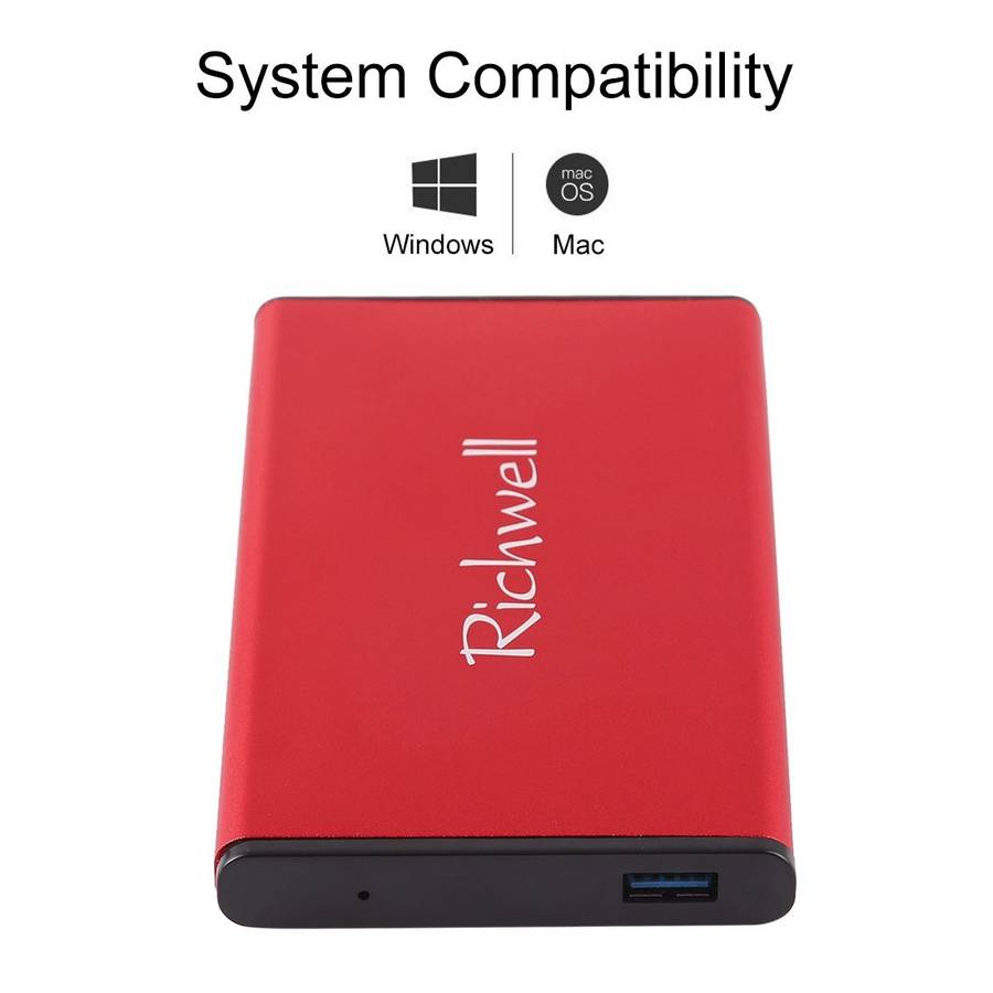 Richwell SATA R2-SATA-500GB 500GB 2.5 inch USB3.0 Super Speed Interface Mobile Hard Disk ... (Red)