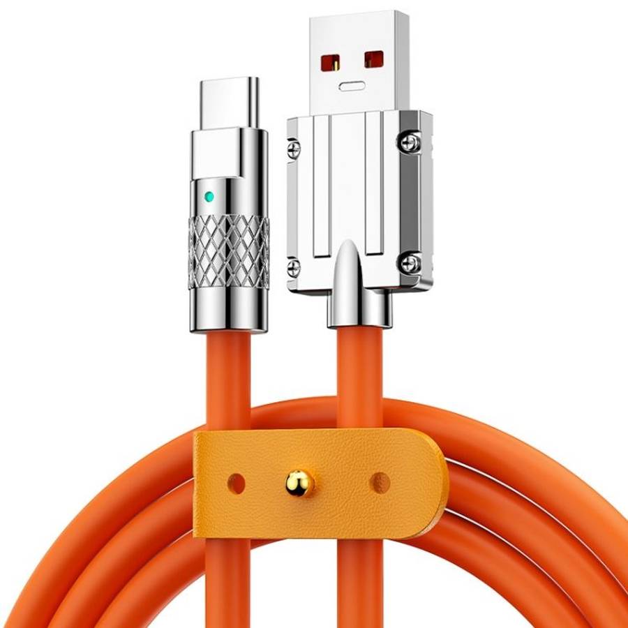 Mech Series 6A 120W USB to USB-C / Type-C Metal Plug Silicone Fast Charging Data Cabl ... (Orange)