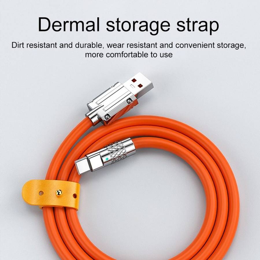 Mech Series 6A 120W USB to USB-C / Type-C Metal Plug Silicone Fast Charging Data Cabl ... (Orange)