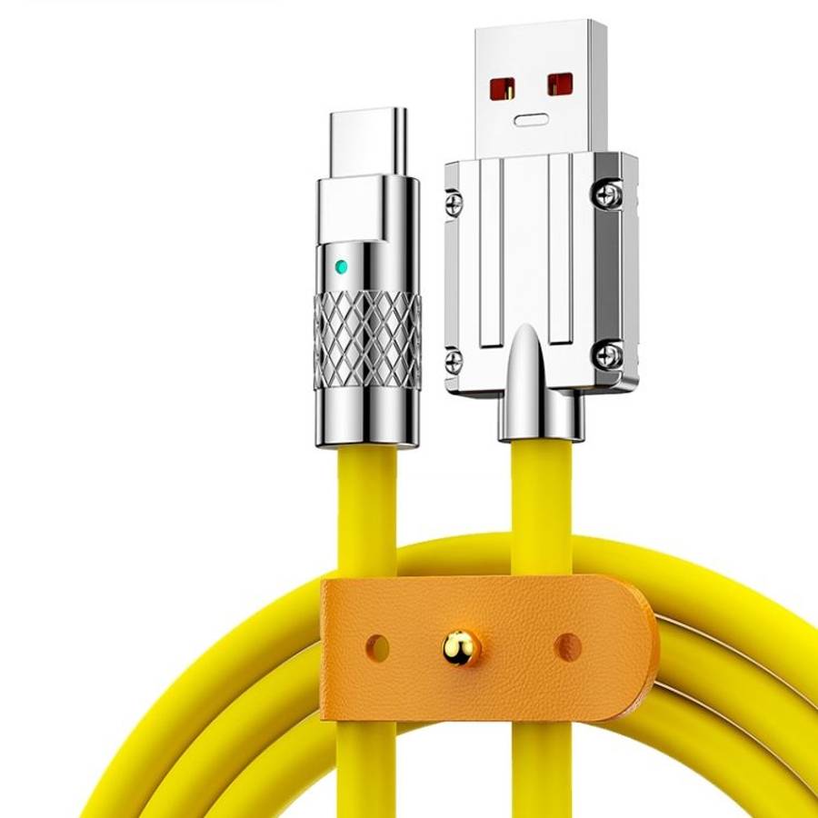 Mech Series 6A 120W USB to USB-C / Type-C Metal Plug Silicone Fast Charging Data Cabl ... (Yellow)