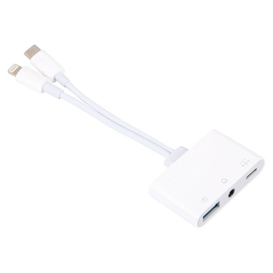 NK-109Pro USB-C/Type-C+8 Pin to USB+3.5mm+USB-C/Type-C Multifunctional Audio Adapter